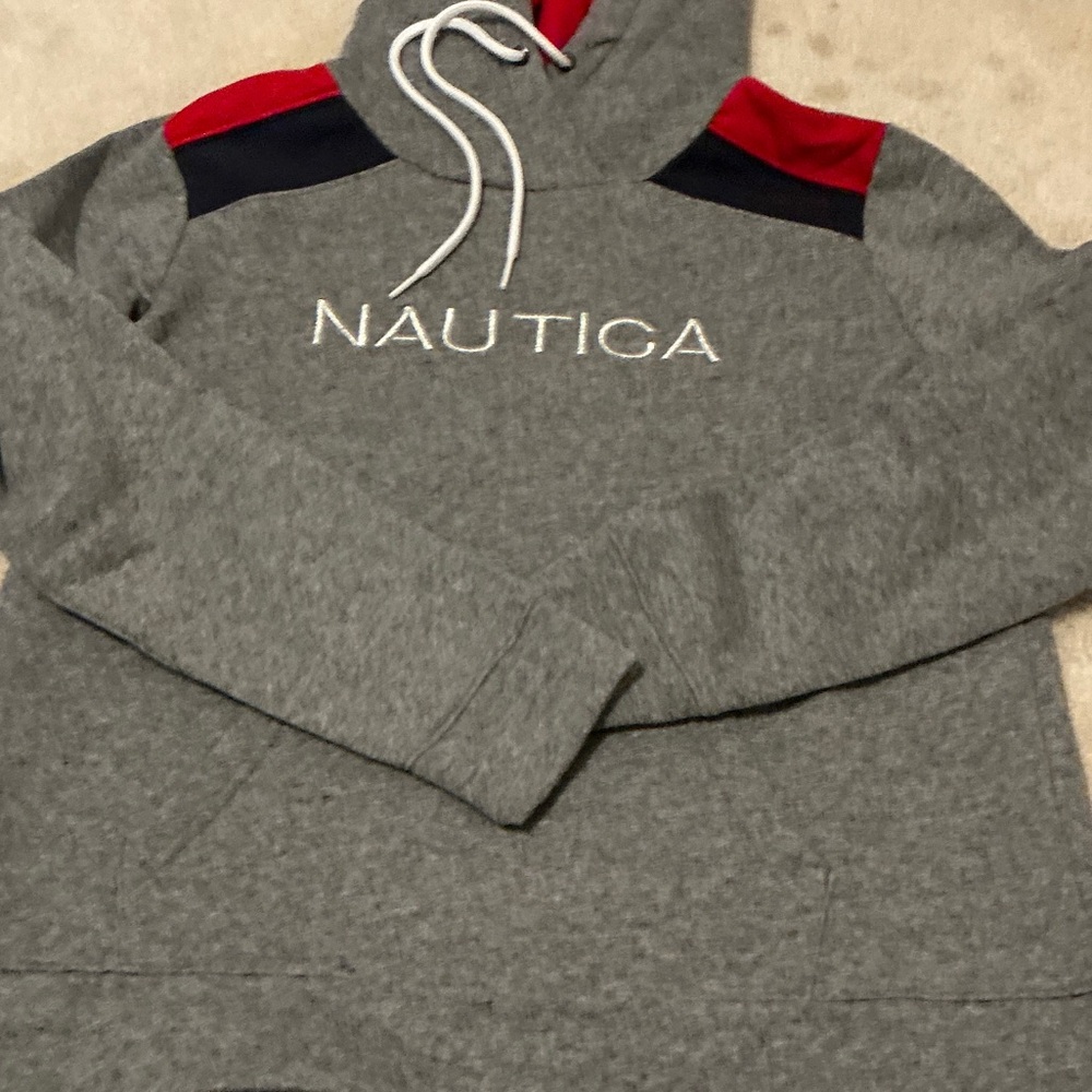 Nautica Gray Pullover with Red and Blue Details